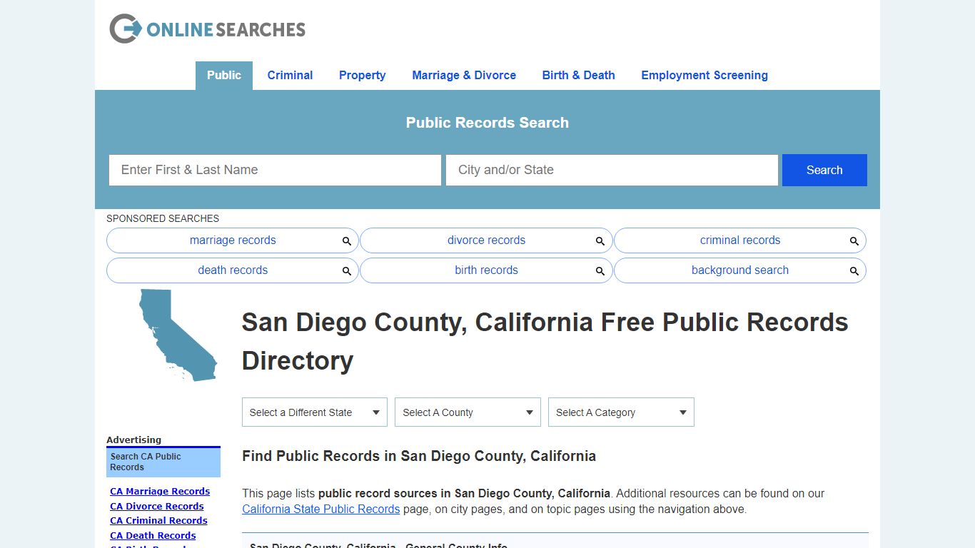 San Diego County, California Free Public Records Directory