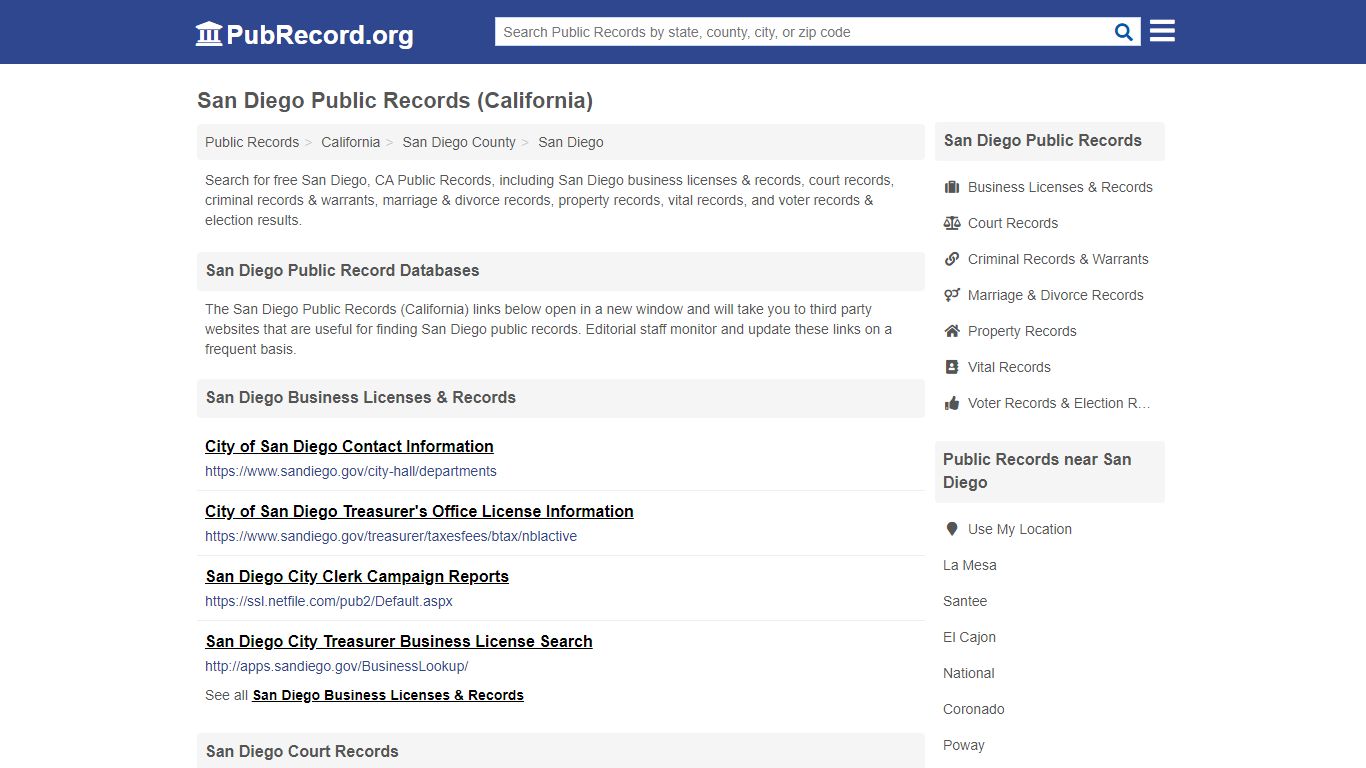 Free San Diego Public Records (California Public Records)