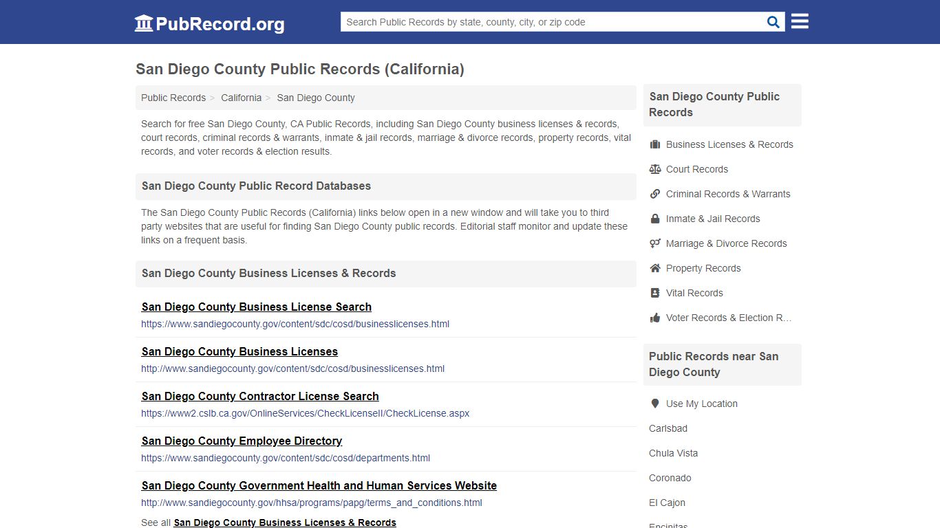 Free San Diego County Public Records (California Public Records)